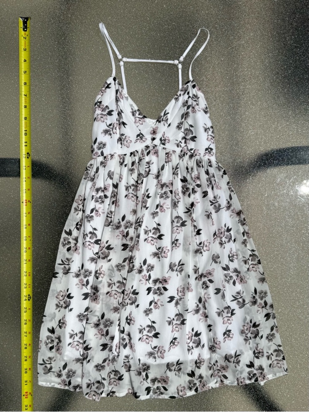 Hollister White Floral Spaghetti-Strap Mini Dress